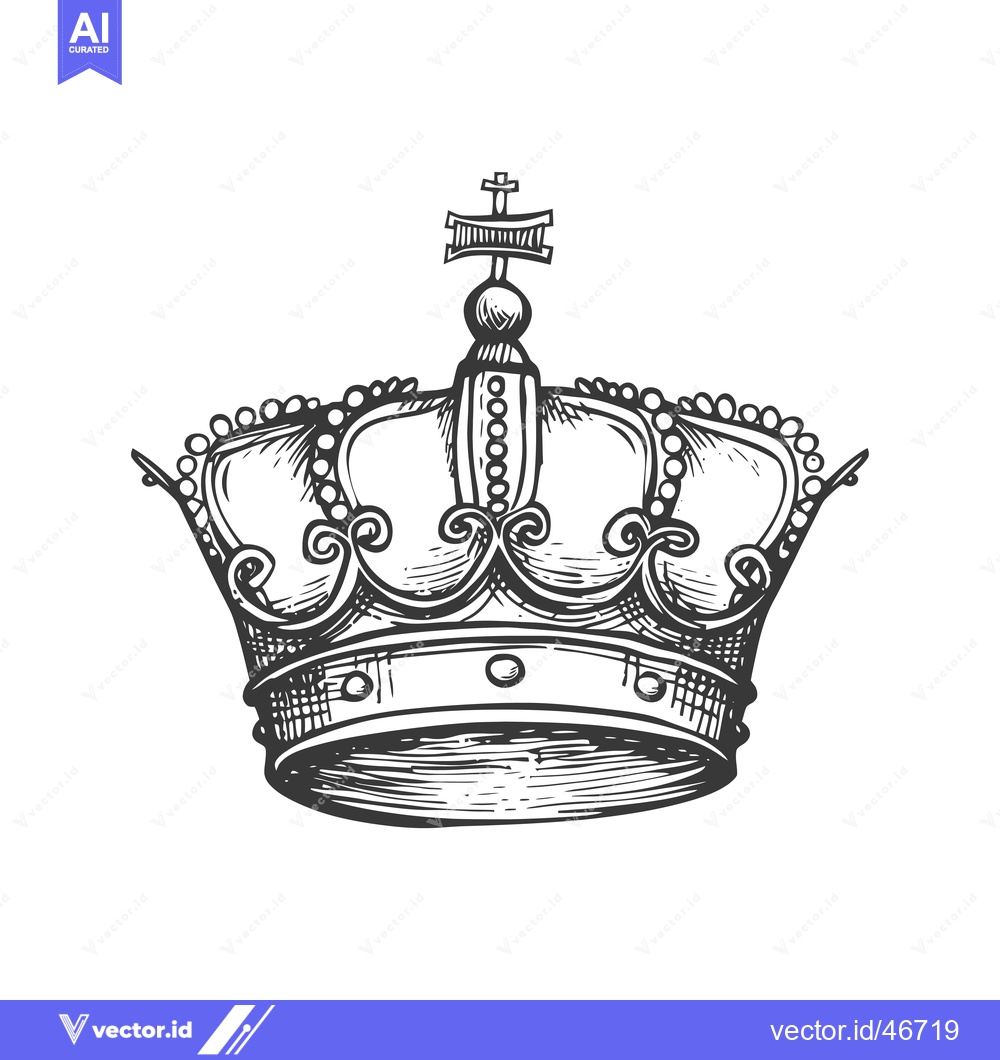 Premium Vector dari Hand-drawn Sketch of a Detailed King's Crown