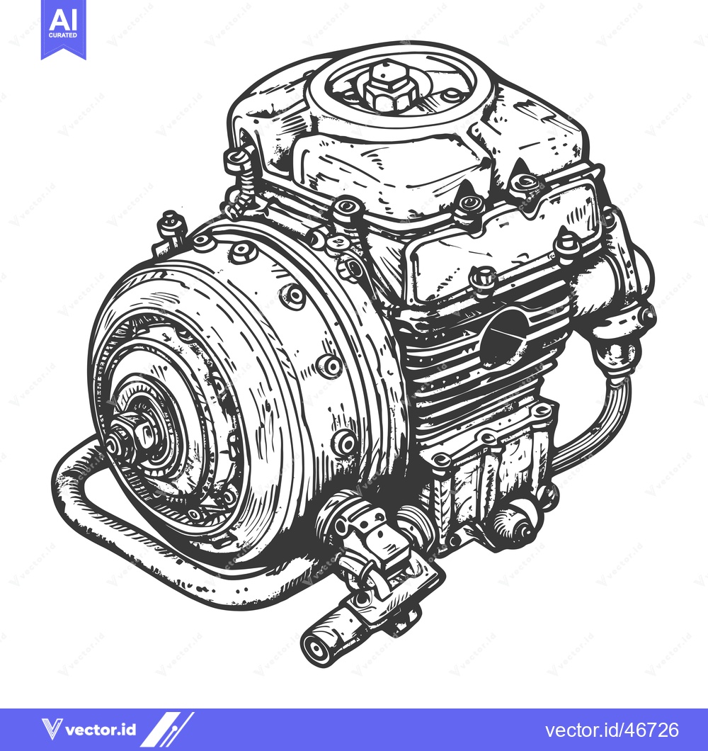 Premium Vector dari Hand-Drawn Sketch of a Detailed Motorcycle Engine