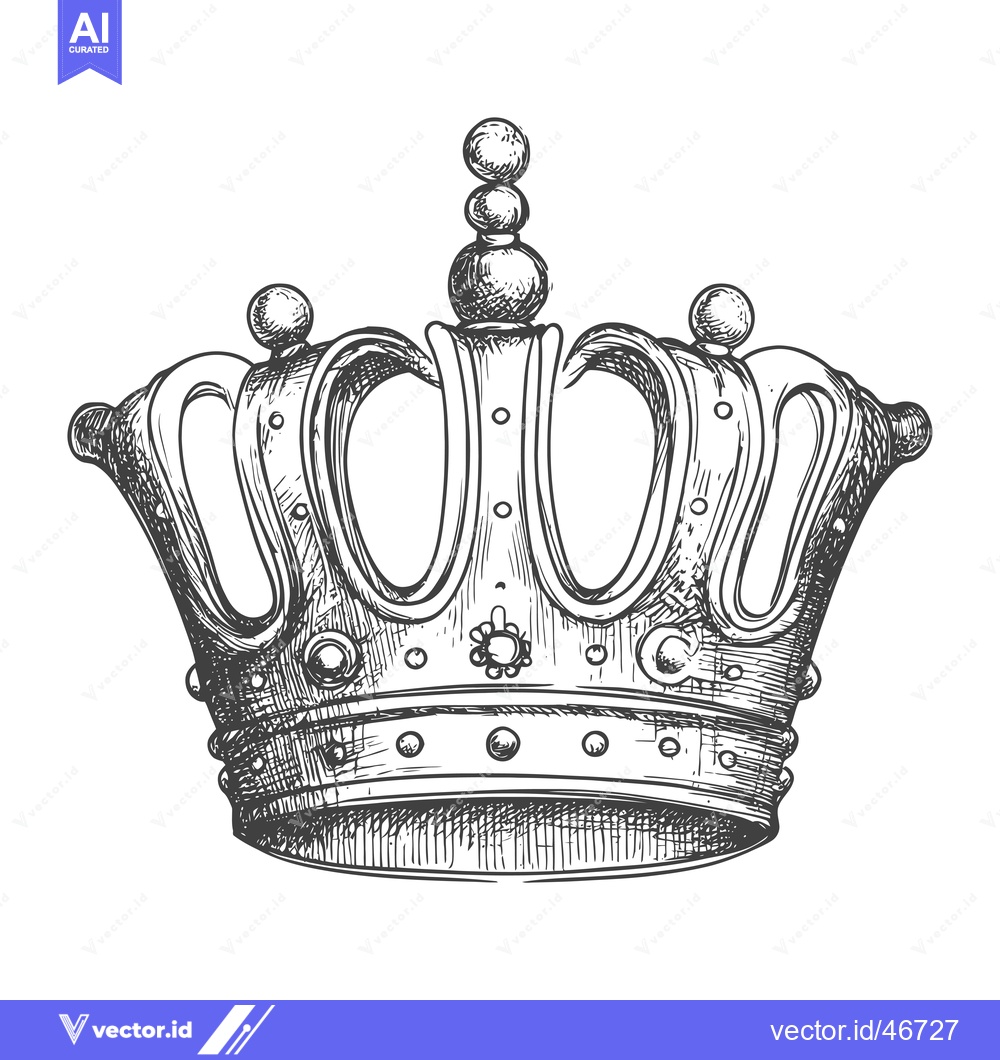 Premium Vector of Hand-Drawn Sketch of a Detailed Ornate Crown