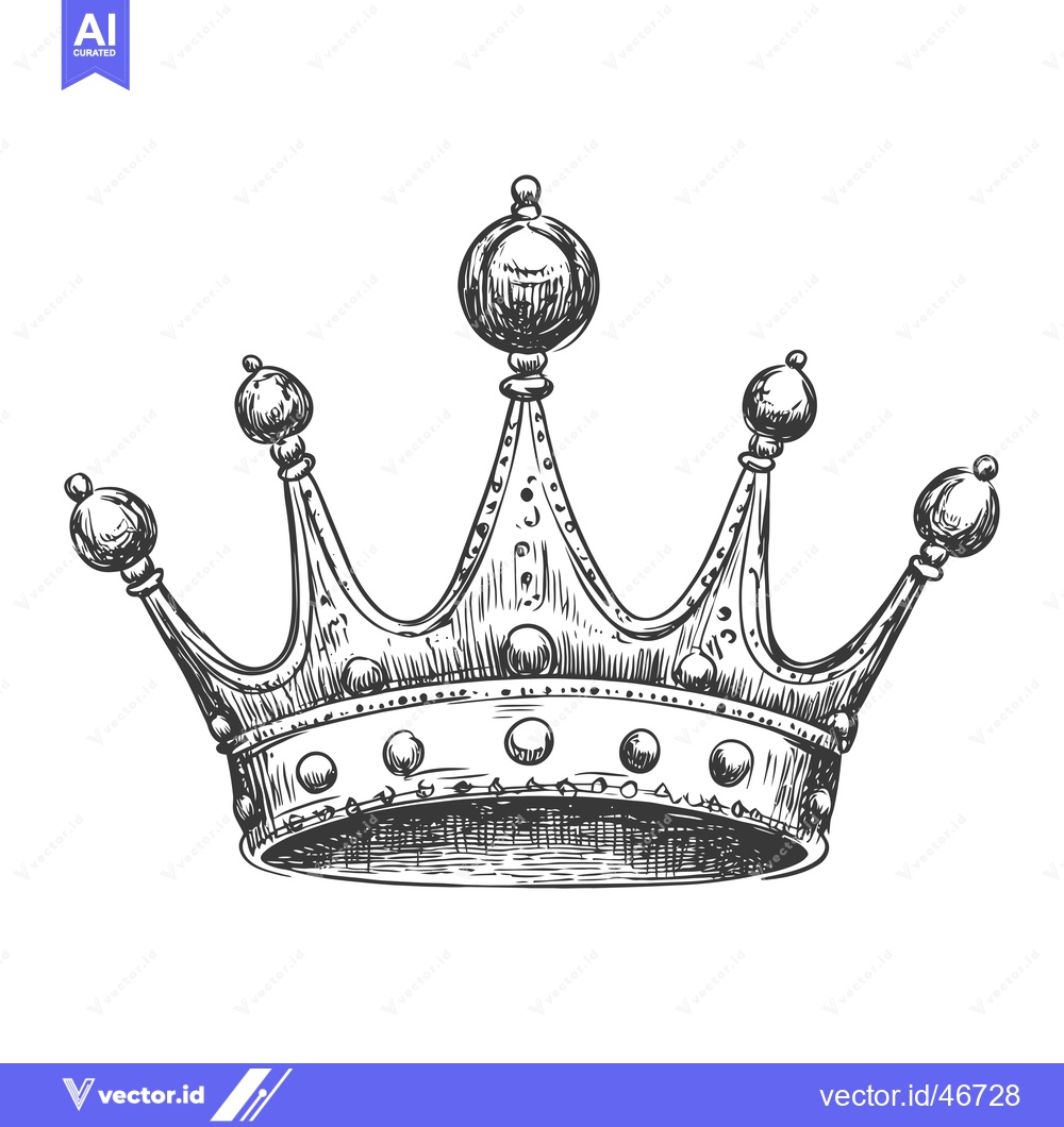 Premium Vector of Hand-Drawn Sketch of a Detailed Ornate Crown