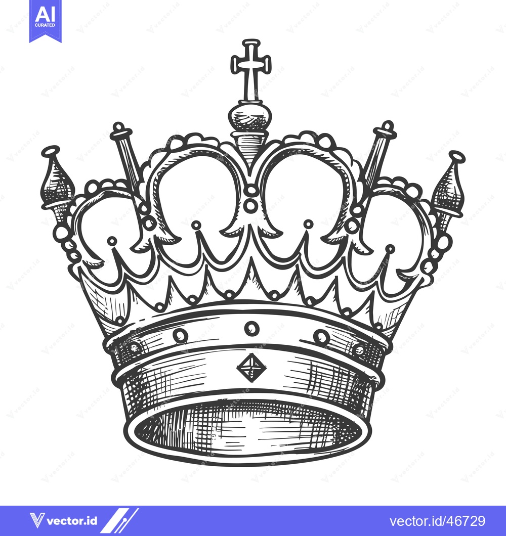 Premium Vector dari Hand-Drawn Sketch of a Detailed Royal Crown with Cross Ornamentation