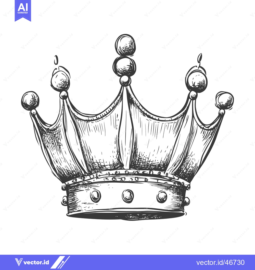 Premium Vector dari Hand-Drawn Sketch of a Detailed Royal Crown with Ornate Gems