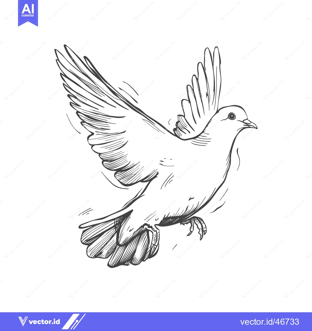Premium Vector dari Hand-Drawn Sketch of a Dove in Flight