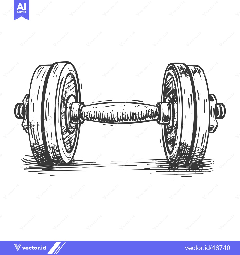 Premium Vector dari Hand-Drawn Sketch of a Dumbbell on a Surface
