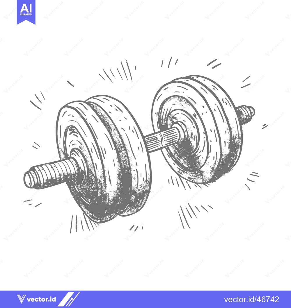 Premium Vector dari Hand-Drawn Sketch of a Dumbbell with a Grunge Texture
