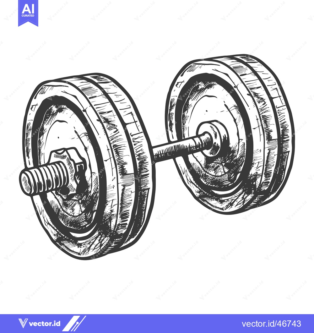 Premium Vector dari Hand-drawn sketch of a dumbbell with a textured surface.