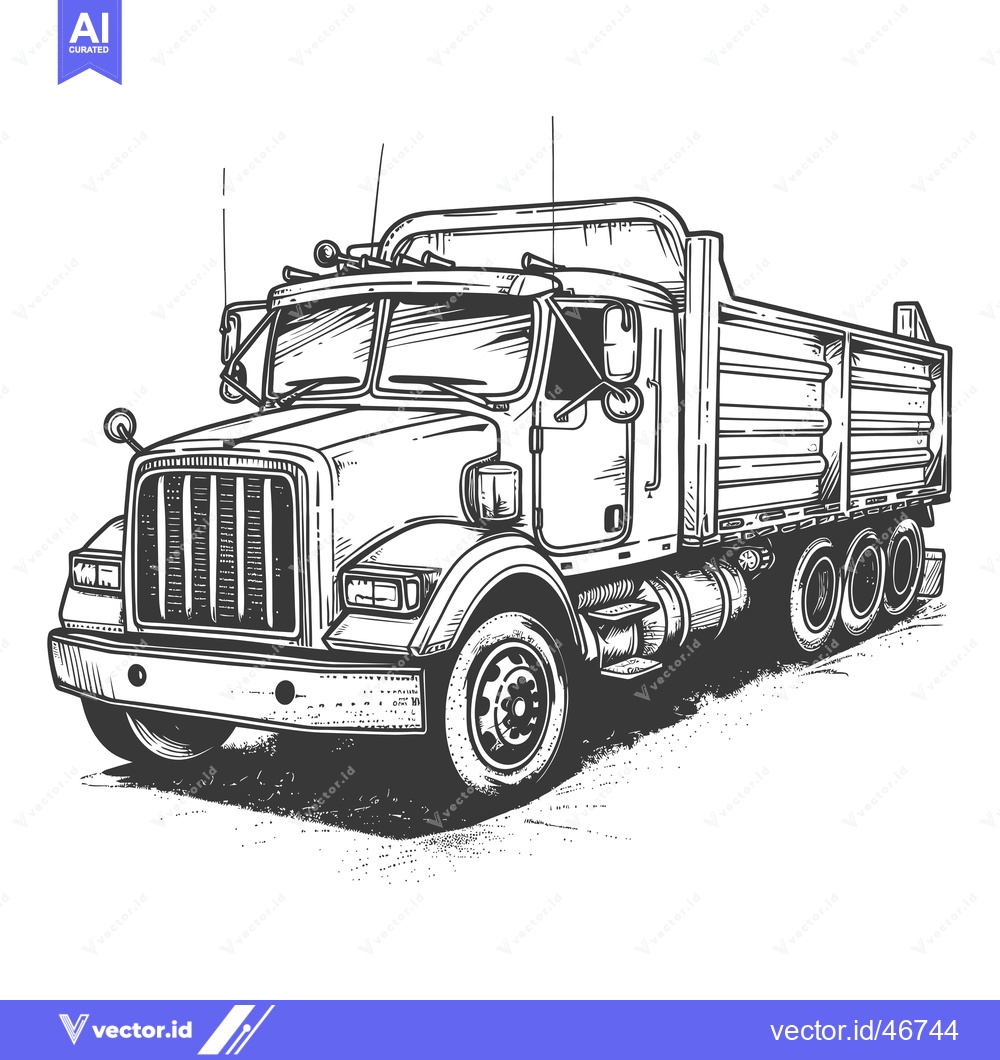 Premium Vector dari Hand-Drawn Sketch of a Dump Truck