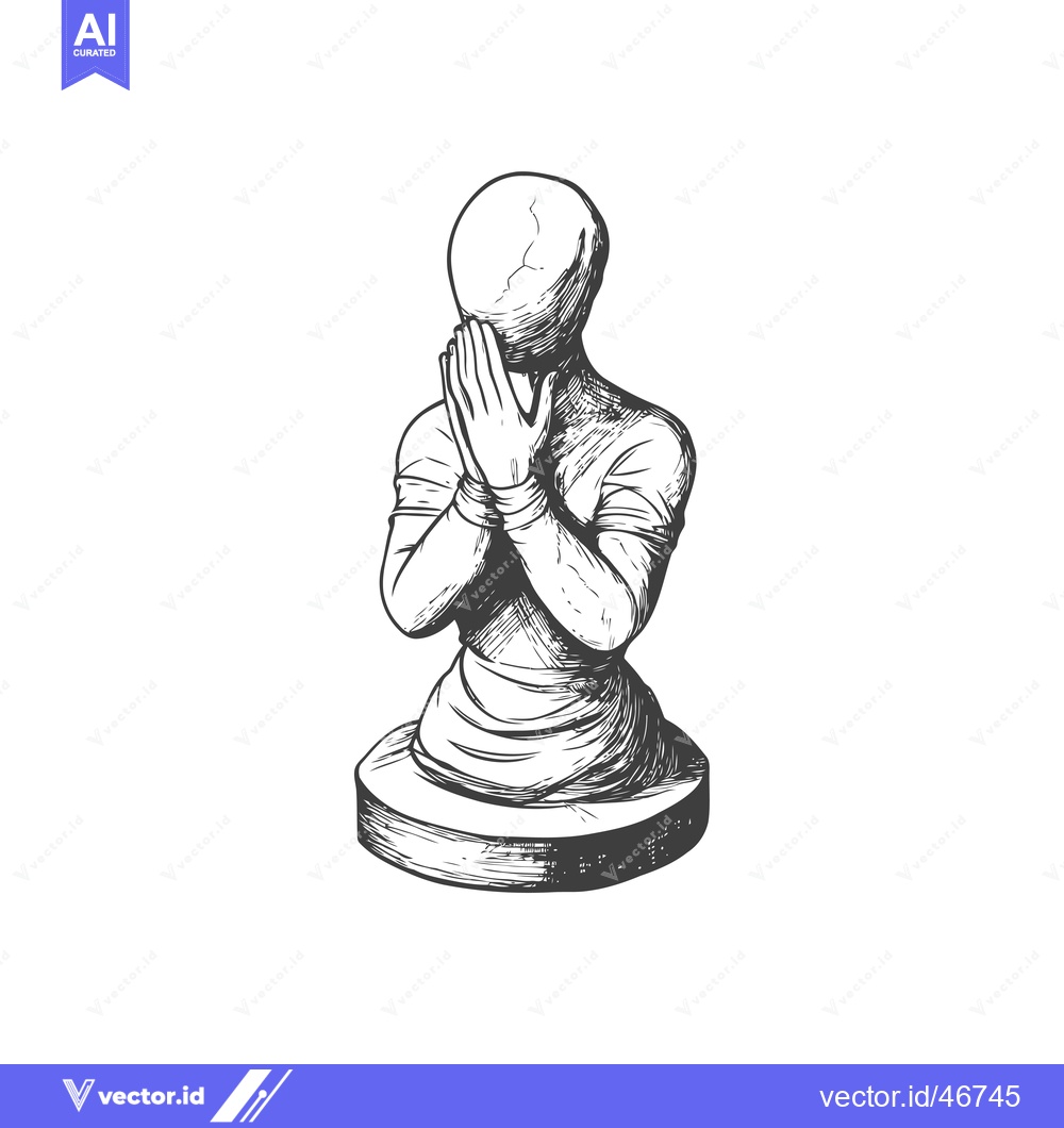 Premium Vector dari Hand-Drawn Sketch of a Faceless Figure in a Praying Pose
