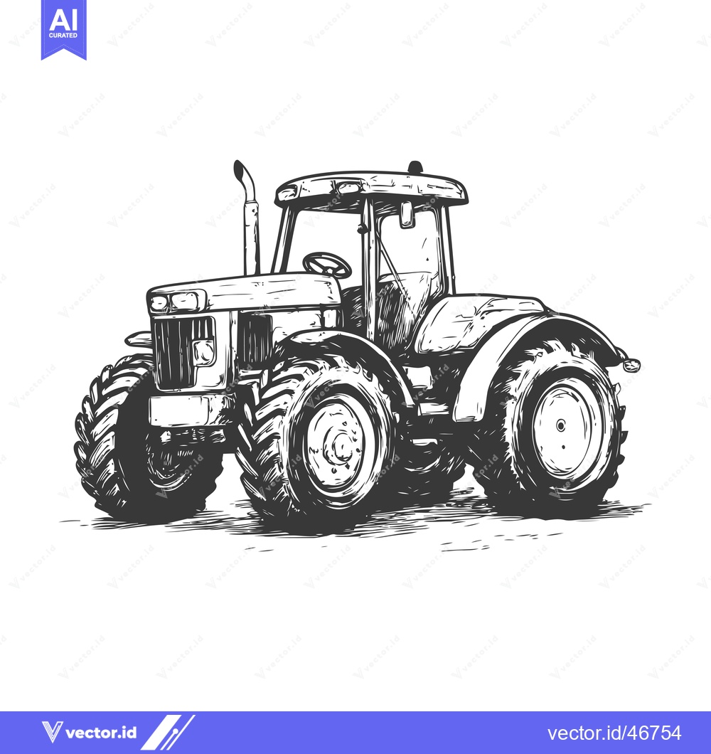 Premium Vector dari Hand-Drawn Sketch of a Farm Tractor