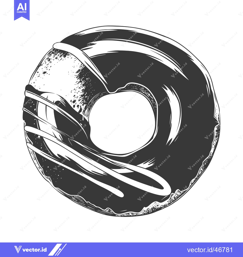 Premium Vector of Hand-Drawn Sketch of a Glazed Donut with Drizzle