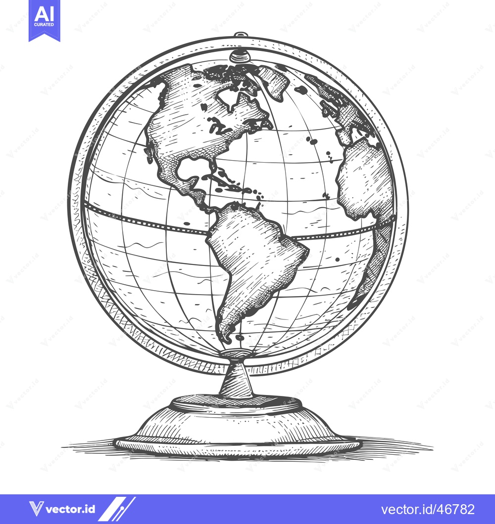 Premium Vector of Hand-Drawn Sketch of a Globe with North and South America