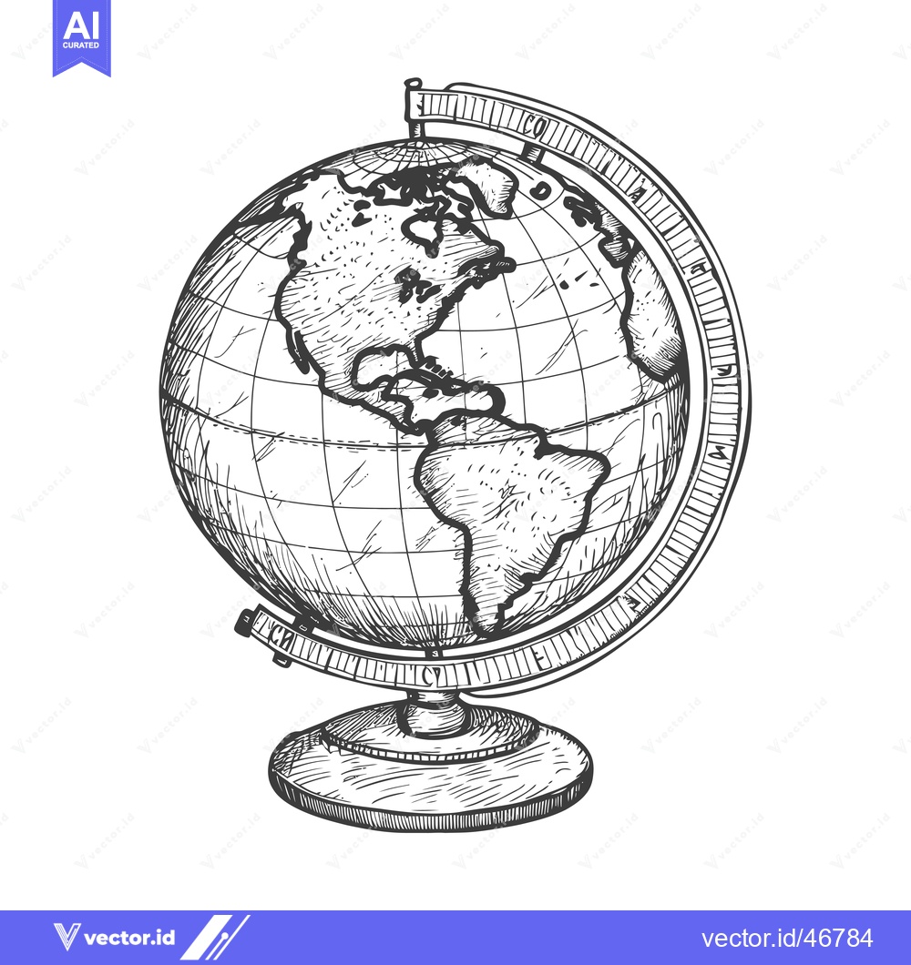 Premium Vector dari Hand-drawn Sketch of a Globe with North and South America Visible