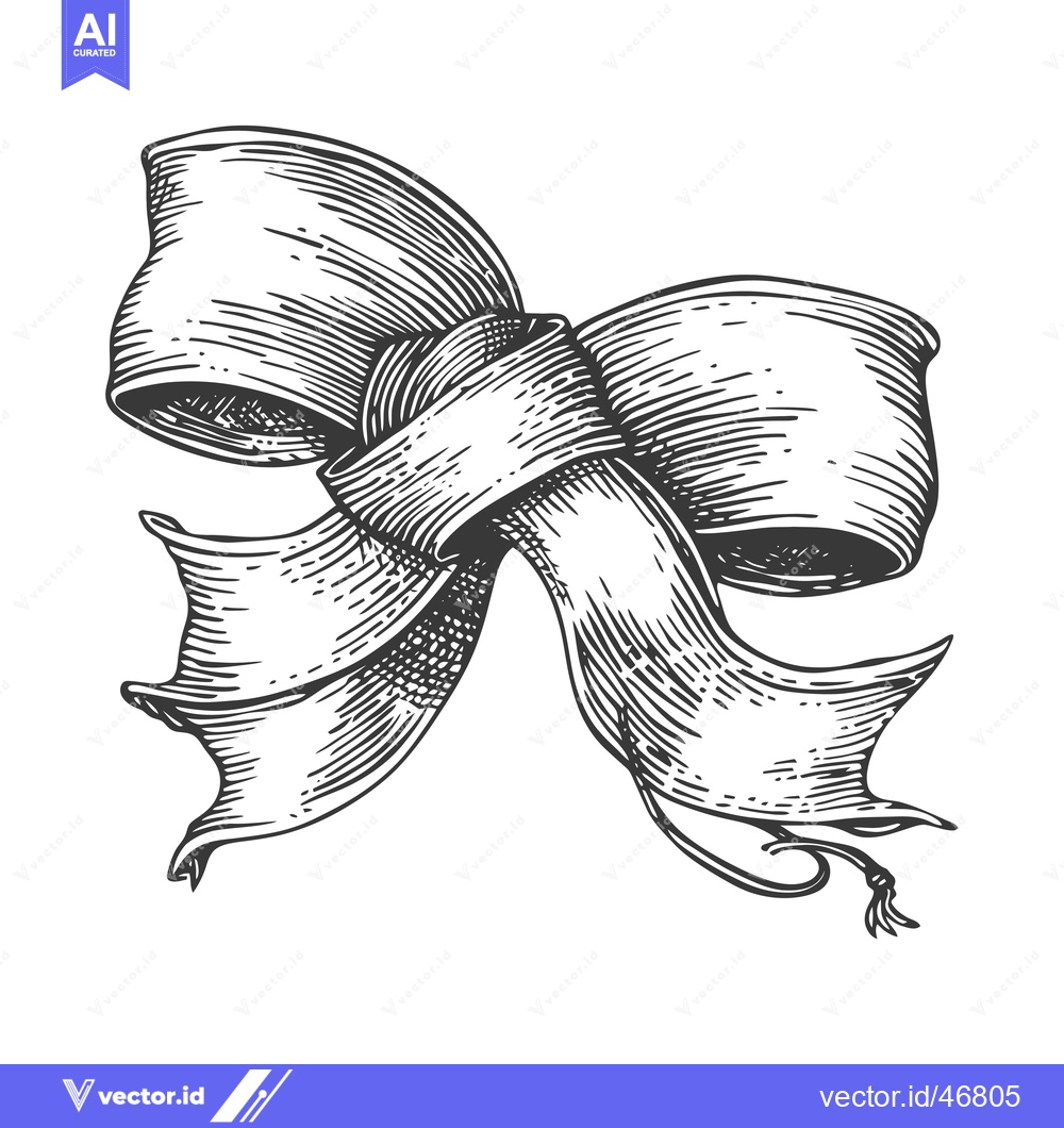 Premium Vector of Hand-Drawn Sketch of a Knotted Ribbon with a Tail