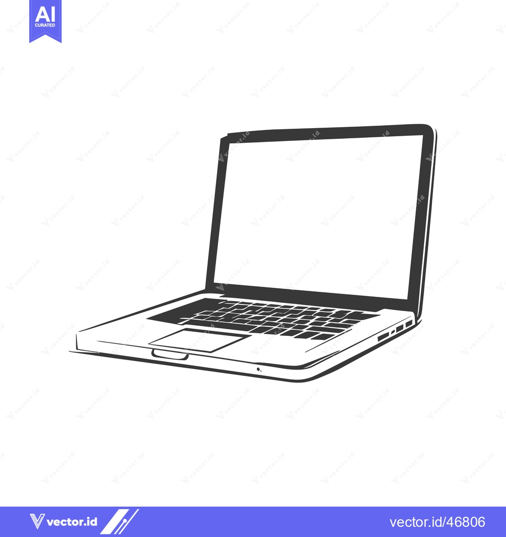 Premium Vector of Hand-drawn sketch of a laptop computer with a blank screen