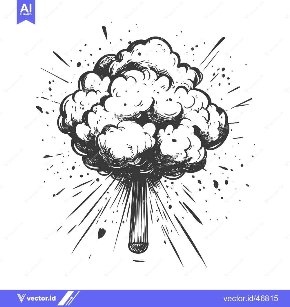 Premium Vector of Hand-Drawn Sketch of a Large Explosion With Smoke and Rays