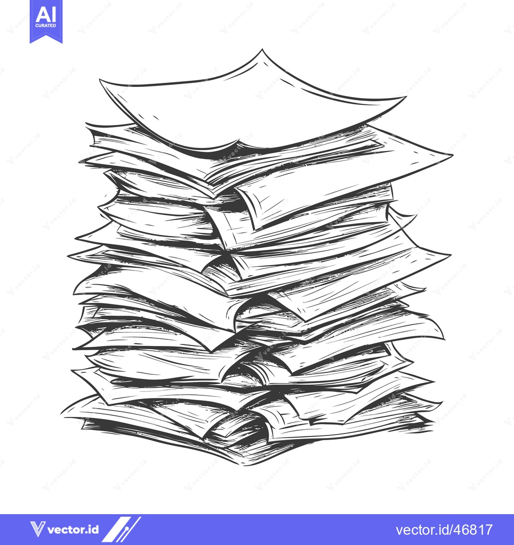 Premium Vector dari Hand-drawn sketch of a large stack of papers