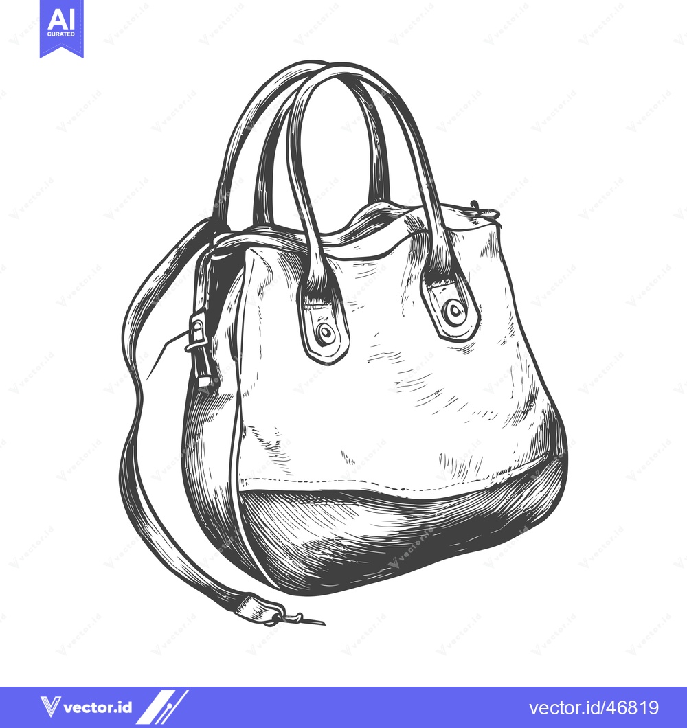 Premium Vector of Hand-Drawn Sketch of a Leather Handbag with a Shoulder Strap