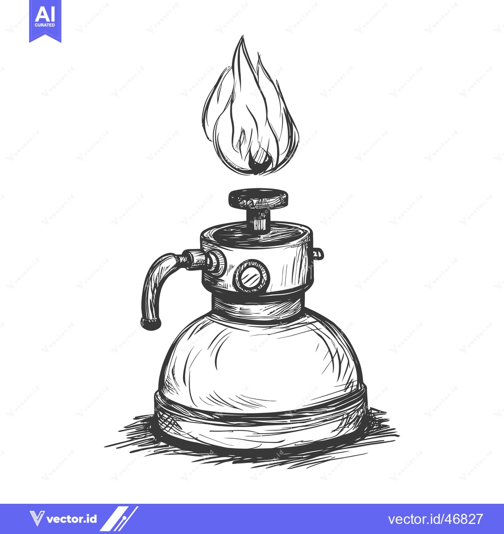 Premium Vector dari Hand-Drawn Sketch of a Lit Bunsen Burner