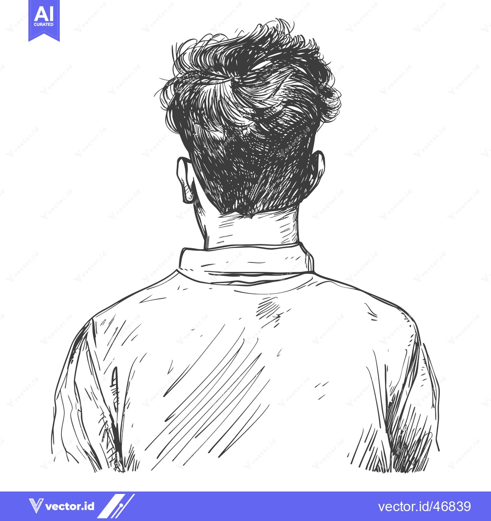 Premium Vector of Hand-drawn sketch of a man's back view