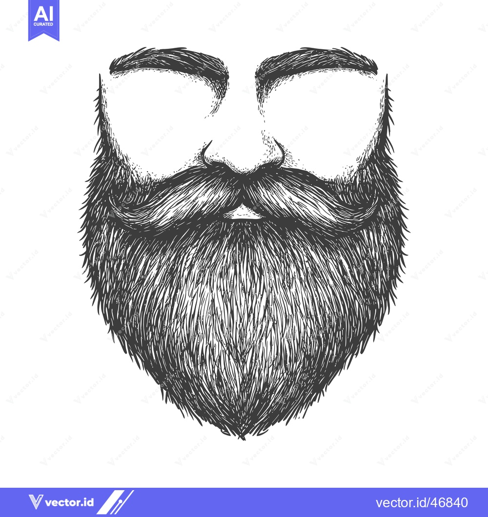 Premium Vector of Hand-drawn sketch of a man's face with a thick beard and mustache.