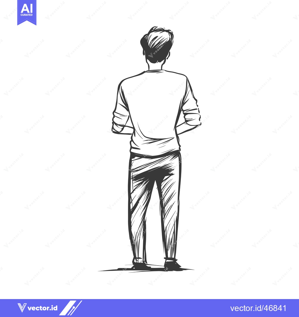 Premium Vector dari Hand-drawn sketch of a man viewed from behind