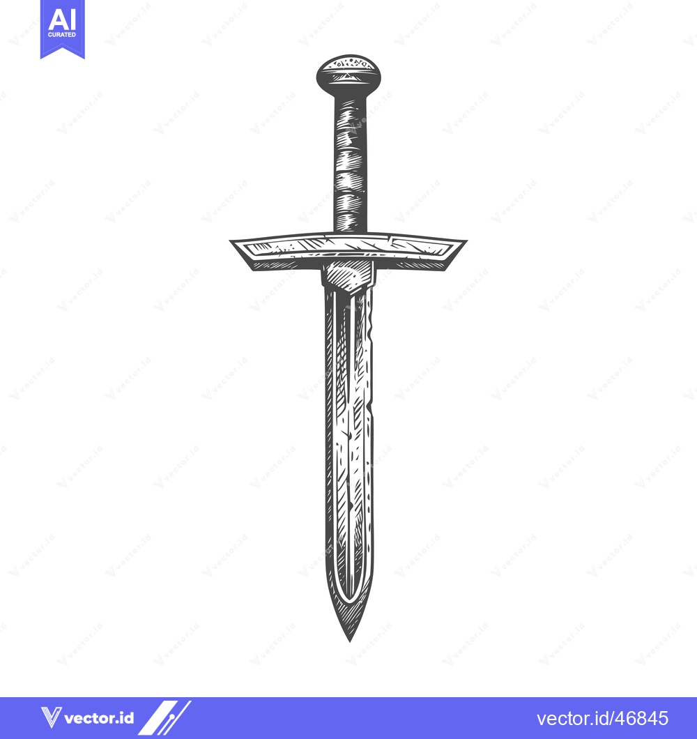 Premium Vector of Hand-Drawn Sketch of a Medieval Dagger with a Crossguard