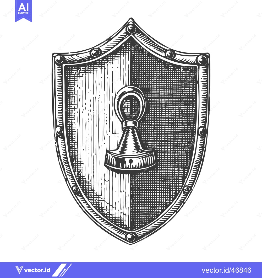 Premium Vector of Hand-Drawn Sketch of a Medieval Shield with a Keyhole
