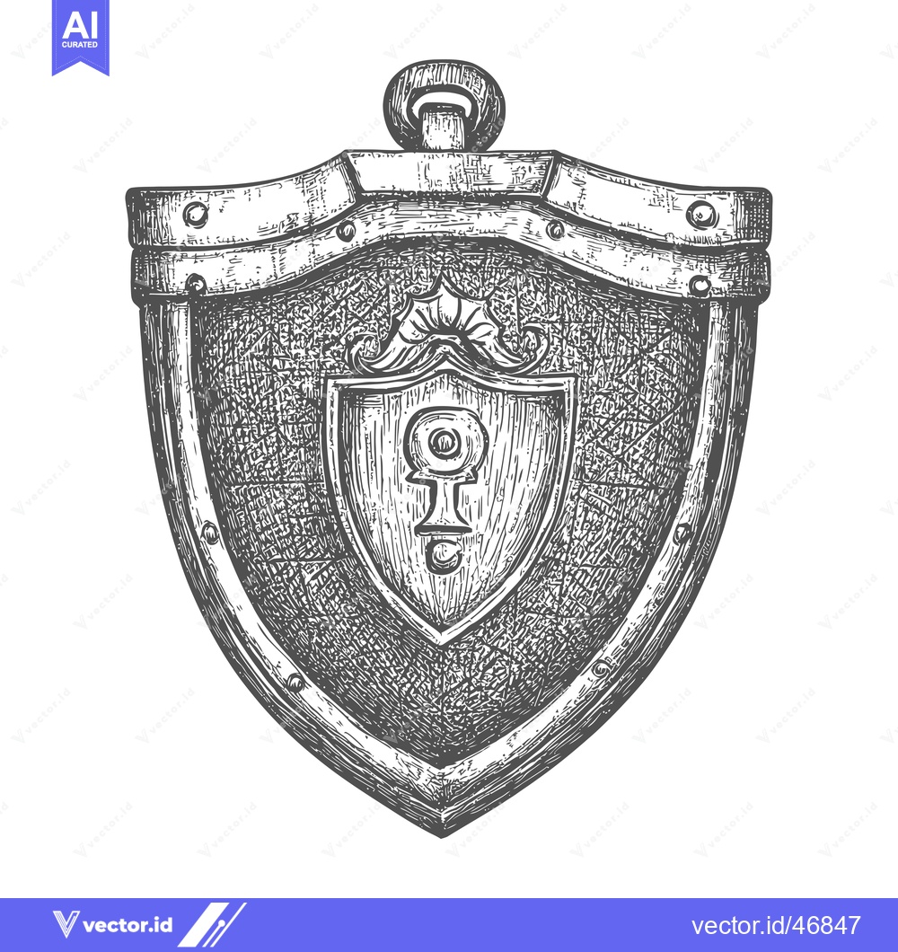 Premium Vector of Hand-Drawn Sketch of a Medieval Shield with an Ornate Design