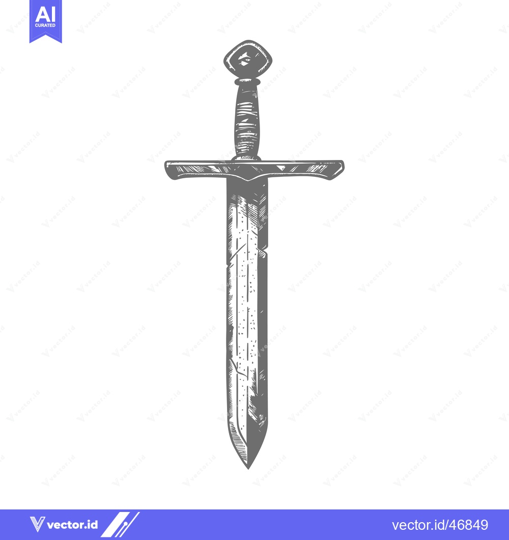 Premium Vector dari Hand-drawn sketch of a medieval sword with a diamond-shaped pommel