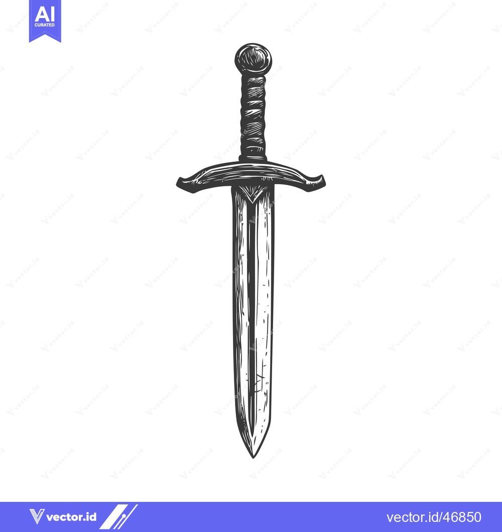Premium Vector dari Hand-drawn Sketch of a Medieval Sword with a Rounded Pommel