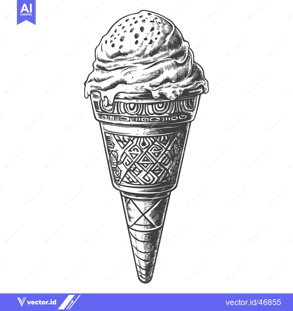 Premium Vector dari Hand-Drawn Sketch of a Melting Ice Cream Cone
