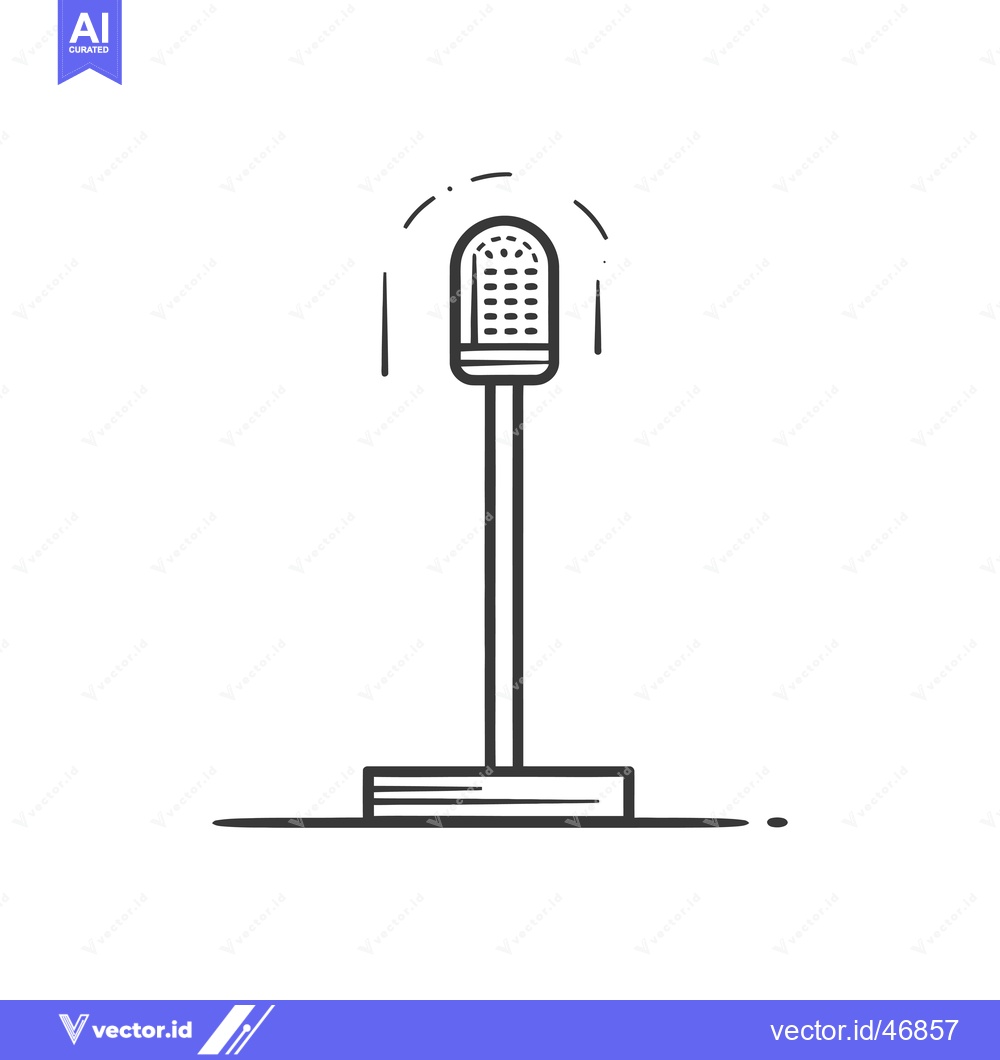 Premium Vector dari Hand-Drawn Sketch of a Microphone on a Stand