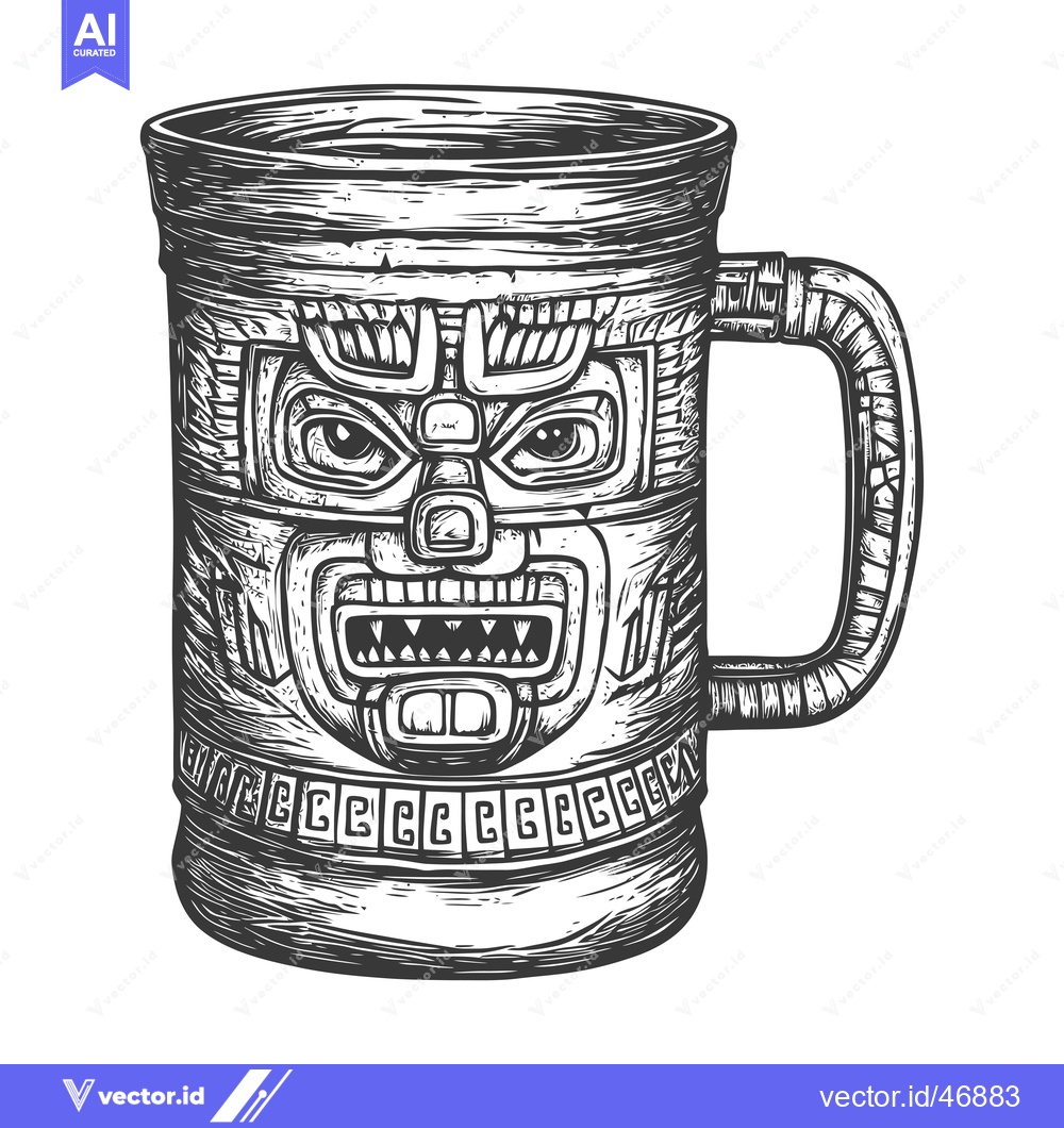 Premium Vector dari Hand-Drawn Sketch of a Mug with an Ornate Aztec-Inspired Design