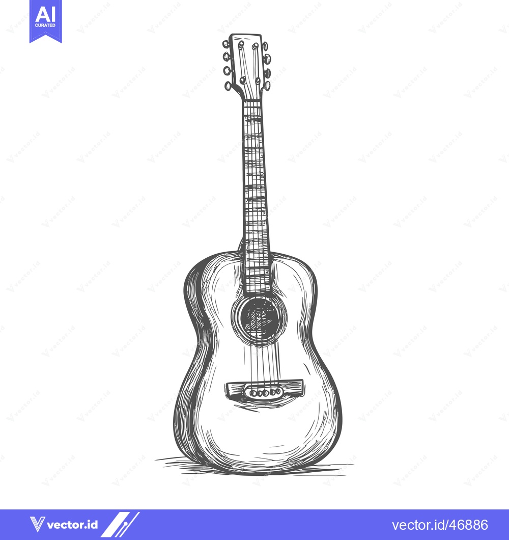 Premium Vector of Hand-Drawn Sketch of an Acoustic Guitar