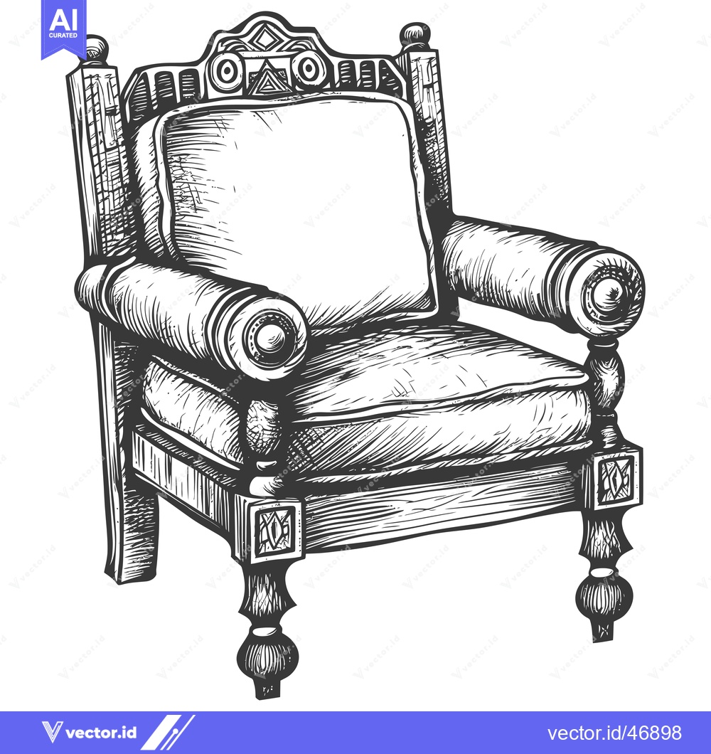 Premium Vector dari Hand-drawn sketch of an antique armchair with intricate details