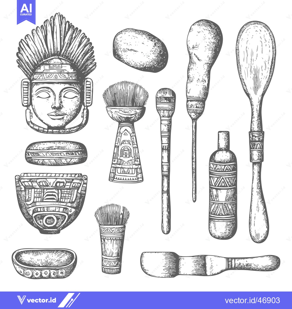 Premium Vector dari Hand-Drawn Sketch of Ancient Mesoamerican Artifacts