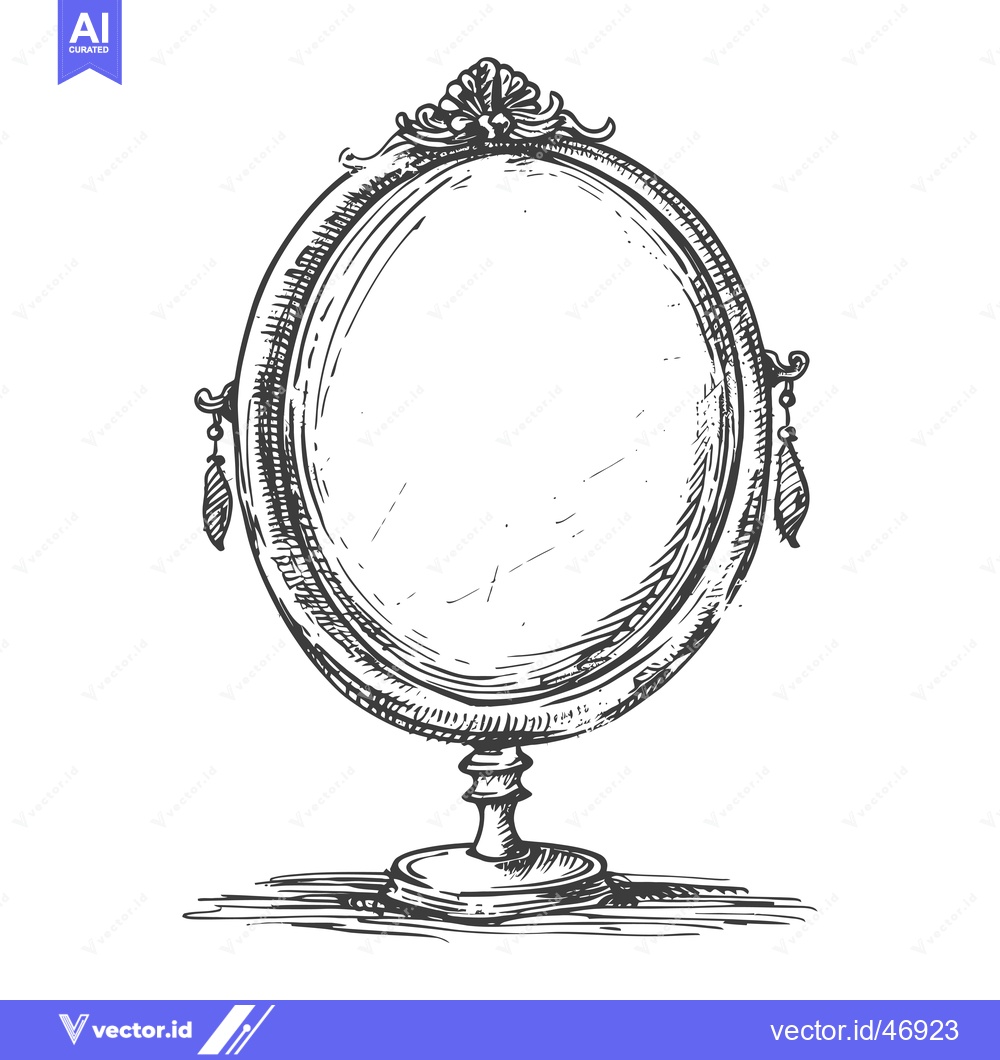 Premium Vector of Hand-Drawn Sketch of an Ornate Antique Mirror