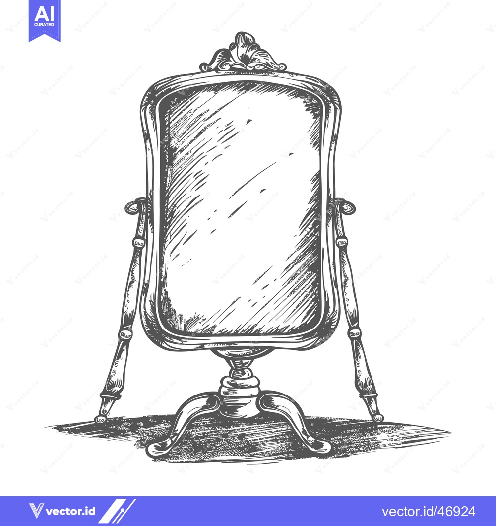 Premium Vector dari Hand-Drawn Sketch of an Ornate Antique Mirror