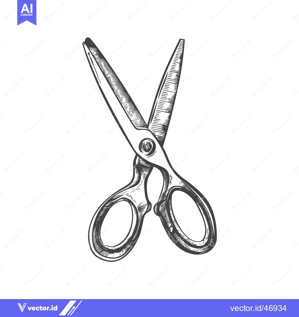 Premium Vector of Hand-Drawn Sketch of a Pair of Open Scissors
