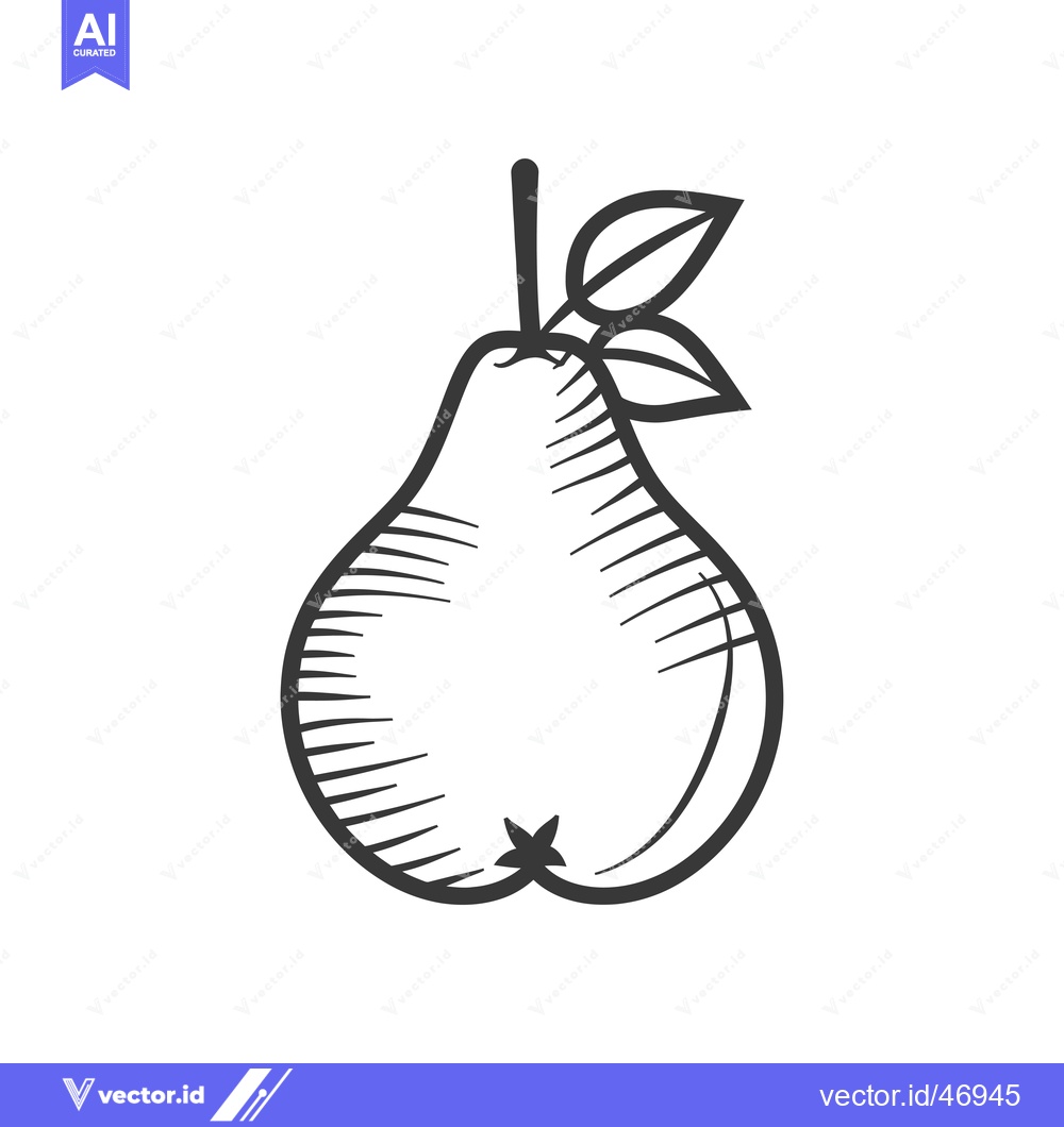 Premium Vector dari Hand-Drawn Sketch of a Pear with a Leaf
