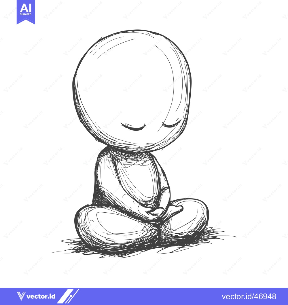 Premium Vector of Hand-drawn sketch of a person meditating in a seated position