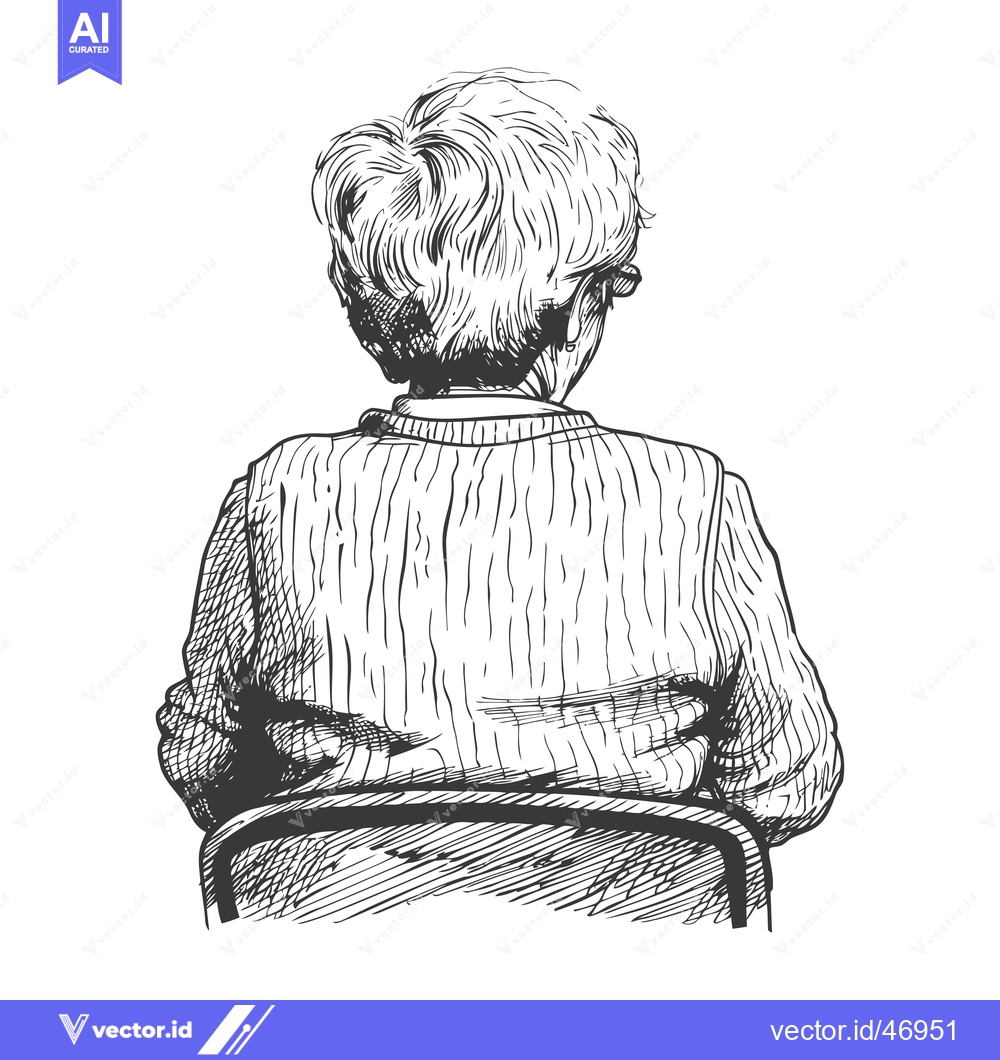 Premium Vector of Hand-drawn sketch of a person sitting on a chair, seen from behind