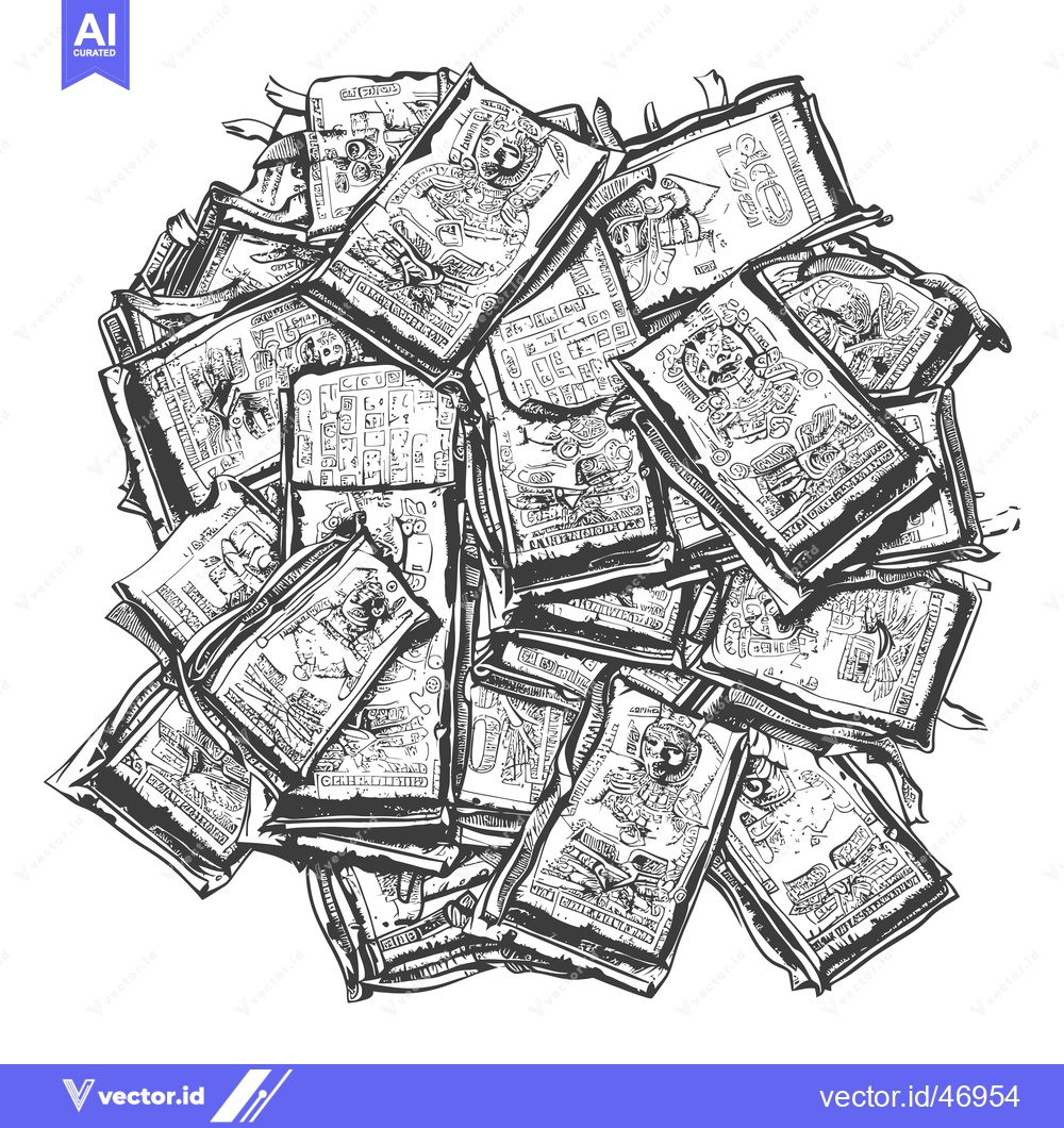 Premium Vector of Hand-Drawn Sketch of a Pile of Ancient Mayan Codices