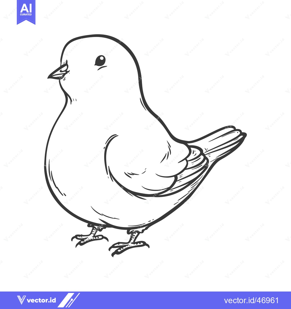 Premium Vector of Hand-drawn sketch of a plump bird with small legs and a beak