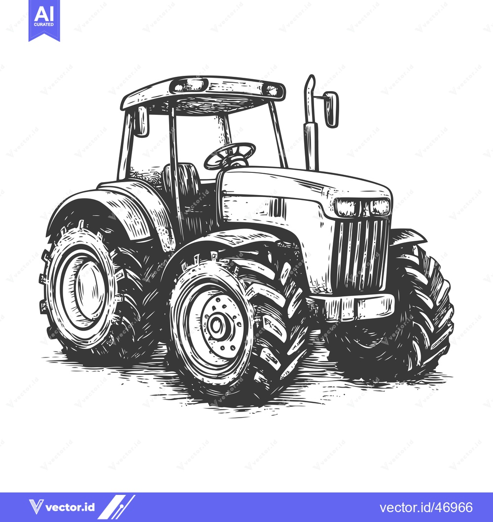 Premium Vector dari Hand-drawn Sketch of a Powerful Farm Tractor
