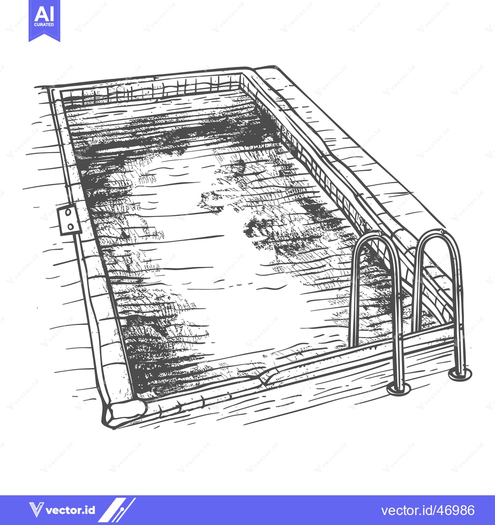 Premium Vector of Hand-Drawn Sketch of a Rectangular Swimming Pool with a Ladder