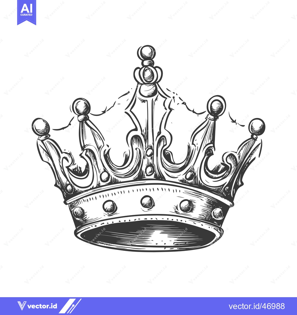 Premium Vector of Hand-Drawn Sketch of a Regal Crown with Ornate Details