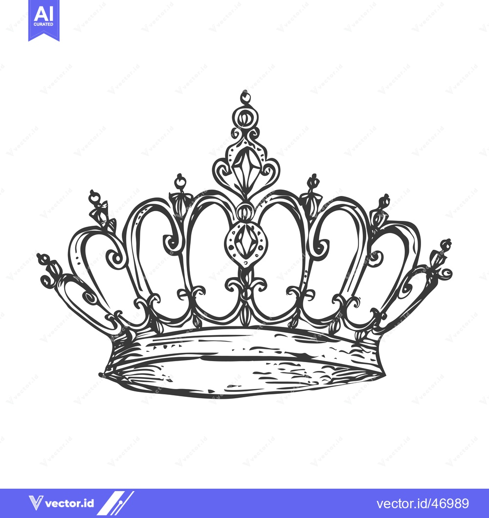 Premium Vector of Hand-drawn sketch of a regal crown with ornate details