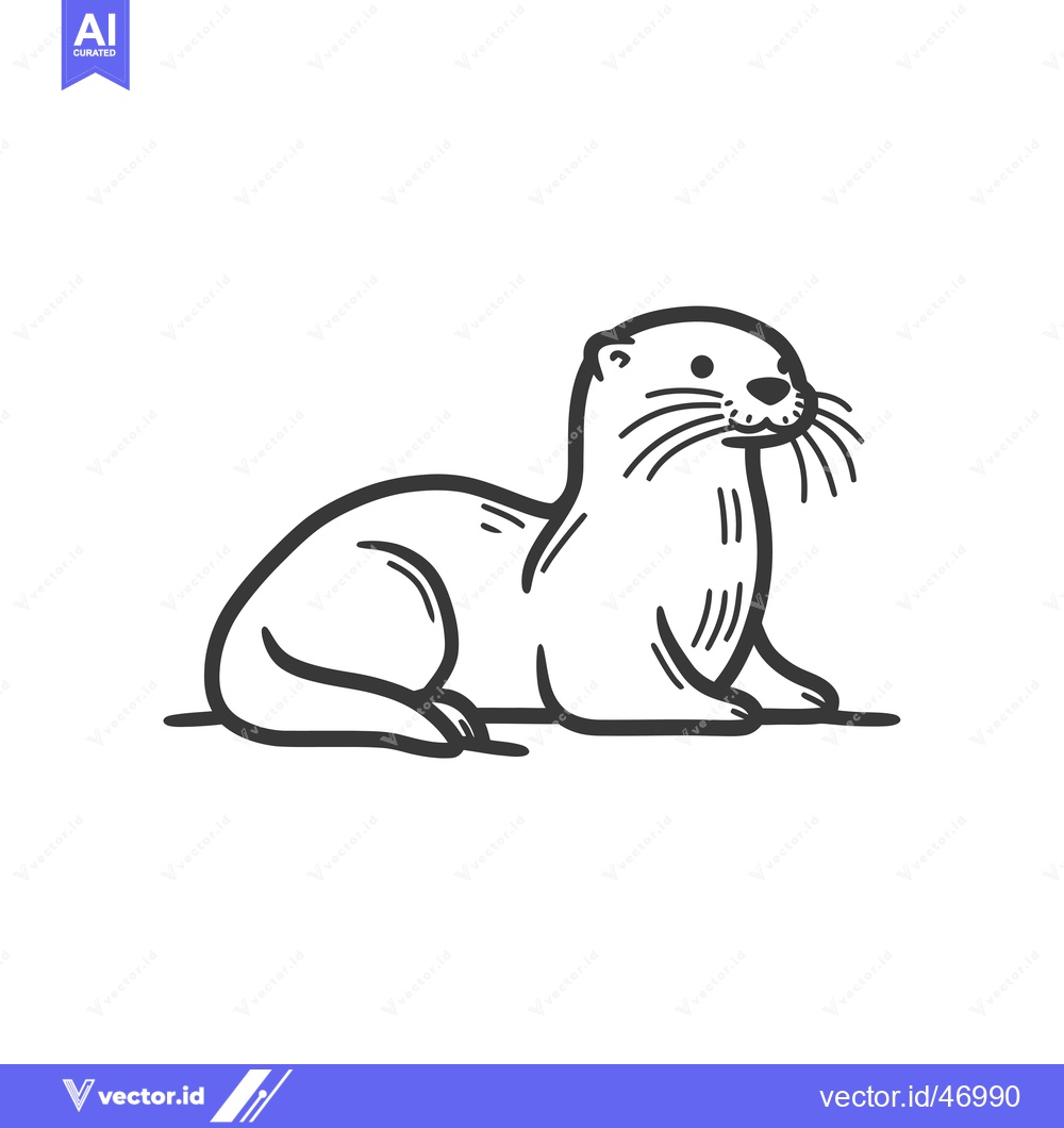 Premium Vector dari Hand-Drawn Sketch of a River Otter Lying Down