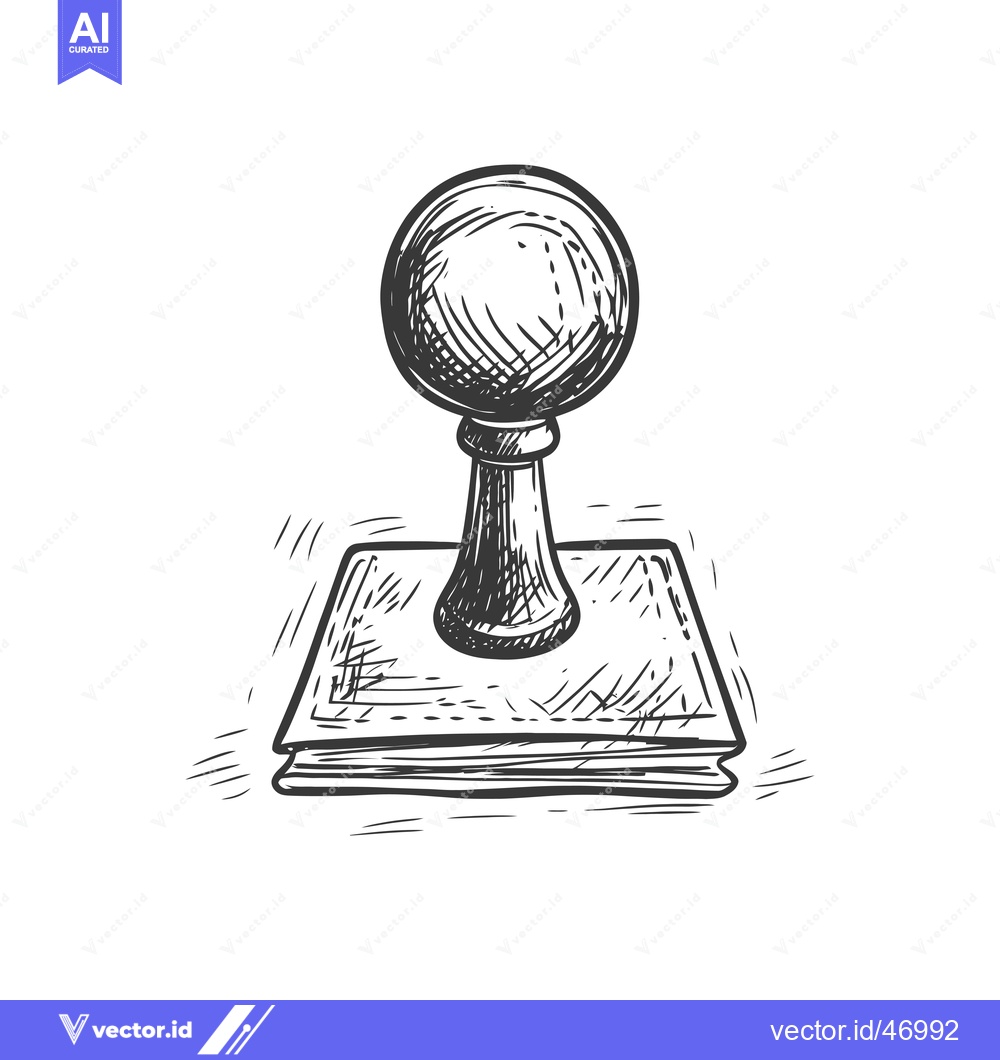 Premium Vector of Hand-drawn Sketch of a Round Seal Stamp on a Book